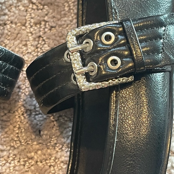 Dolce Vita Arora Black Leather Flats with Silver Buckle, Square Toe, Ballet, 6 - Picture 6 of 15